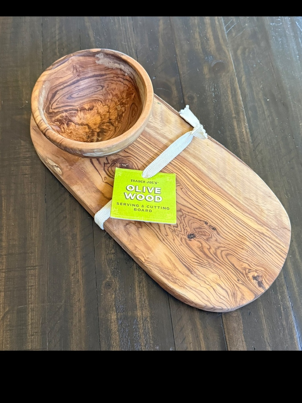Trader Joe’s Olive Wood Serving & Cutting Board & Bowl Charcuterie Raw Edge New